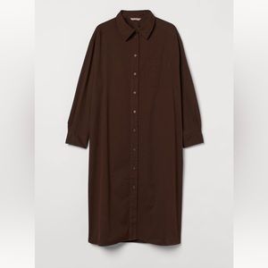 H&M calf length dark brown shirt dress